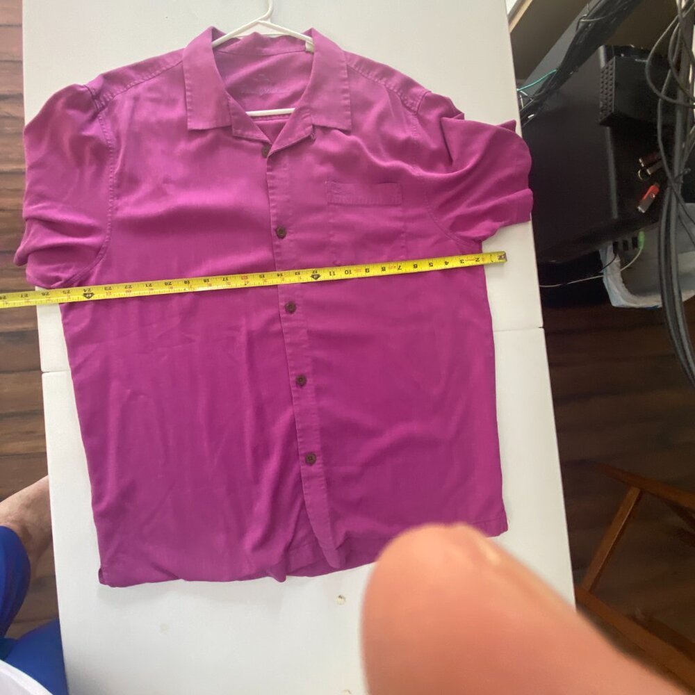 Tommy Bahama Shirt Mens XL Purple Short Sleeve Button Down Shirt - Picture 5 of 6